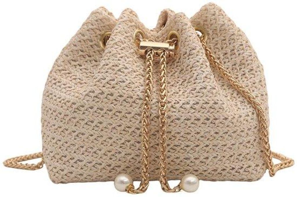 Strandtas Beige Stro Clutch Crossbody Schoudertas Boho Stil