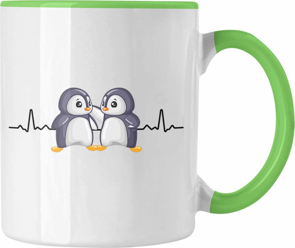 Trendation - Pinguin Tasse Herzschlag Geschenkidee Mädchen (Grün)