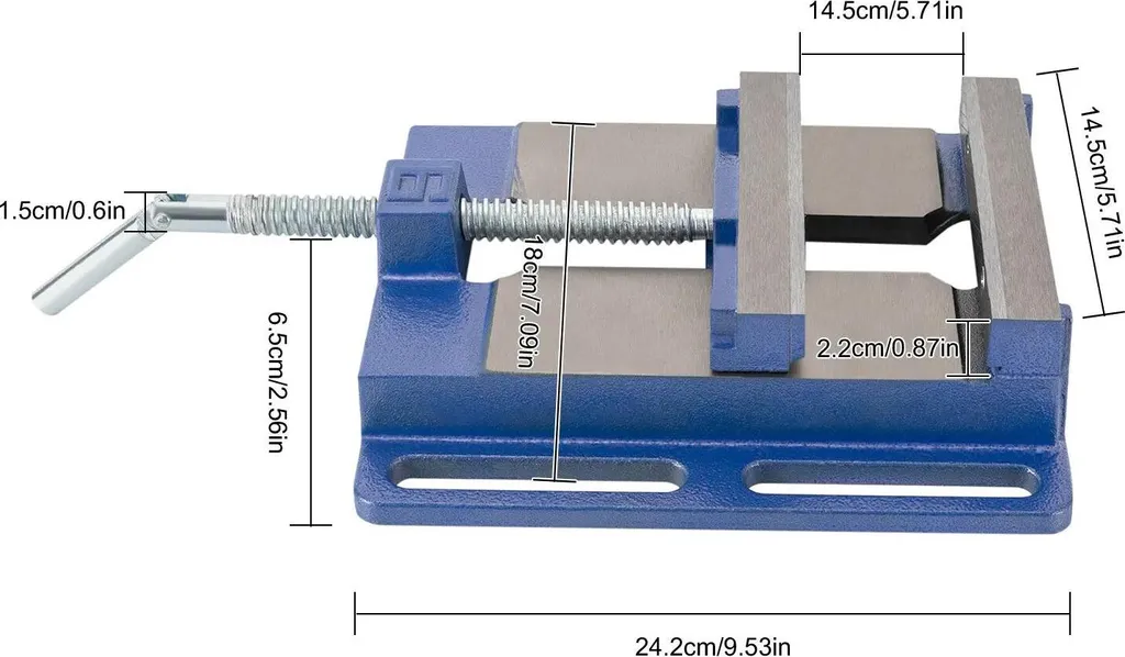 Étau robuste en fonte contre les vibrations de perçage - Bleu 360°