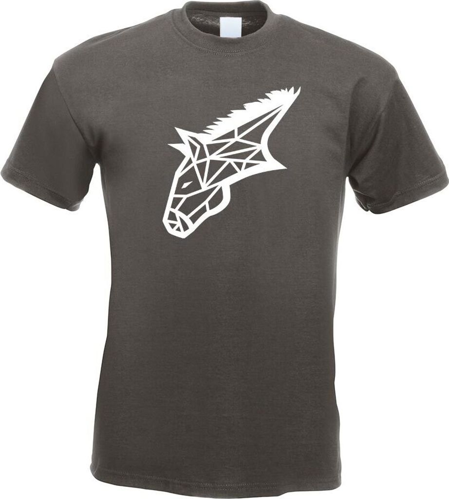 Kiwistar - T-Shirt - Graphit - Esel Pferd Polygon Motiv Bedruckt Funshirt Design Print - mit Motiv Bedruckt - Funshirt Design - Sport - Freizeit - ...