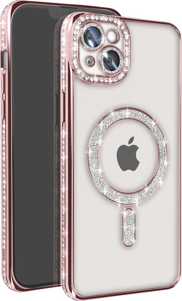 Avizar, Diamant-Hülle für iPhone 14 Plus MagSafe, Strass-Kontur, Rosa