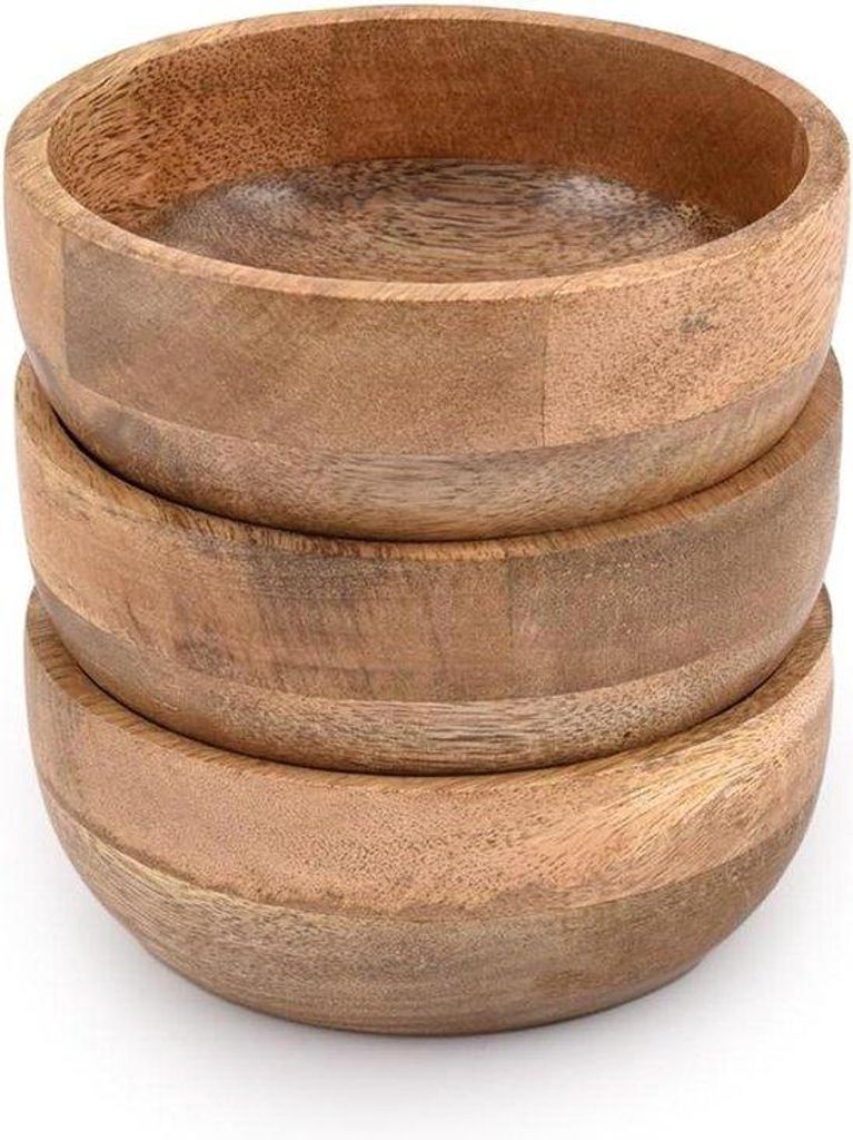 Set aus 3 runden Schalen, perfekt für Dips, Nüsse, Vorspeisen und Desserts – Samhita Mangoholz – sieht absolut wunderschön aus – Küchenei...