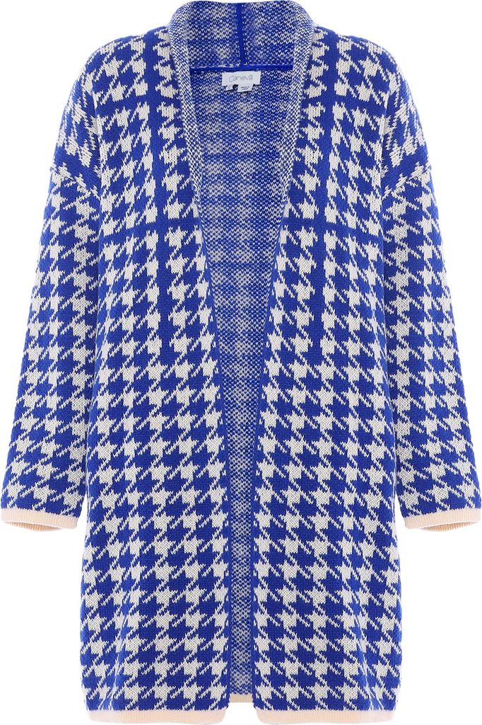 caneva damen pullover - wollweiss blau kariert, XL/XXL