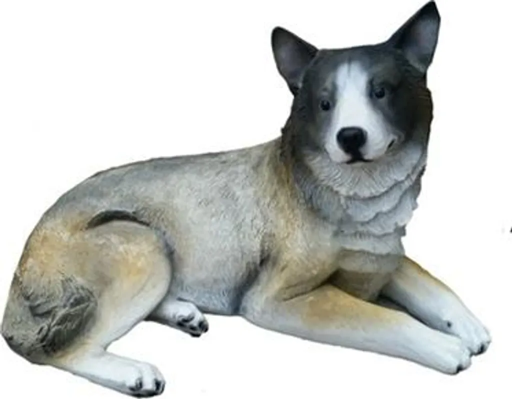 Grande Sculpture Chien Loup Décorative A491 : Statue de Jardin 72 cm