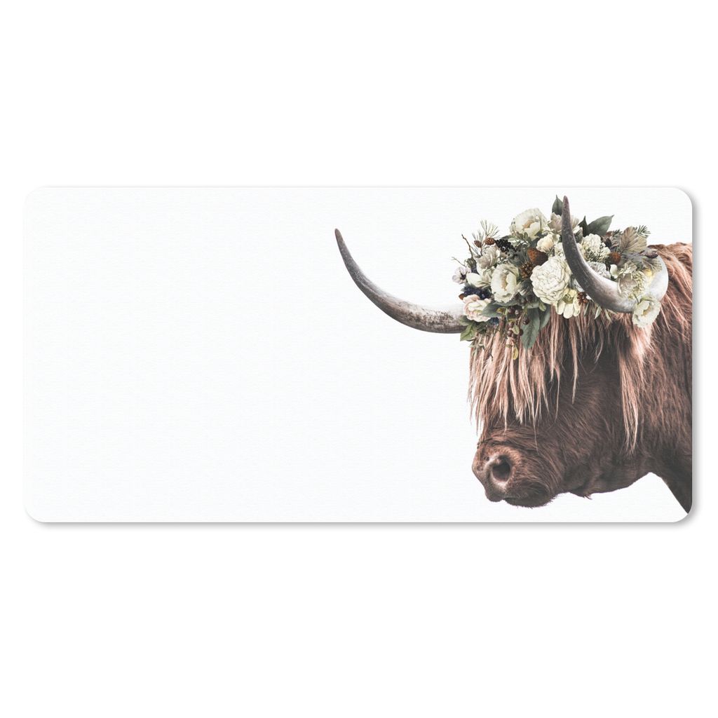 MuchoWow Mauspad Mousepad Schottischer Highlander - Tiere - Blumen 60x30 cm - Mousepads - Maus Mat - Pad - Mausunterlage - Nachhaltig
