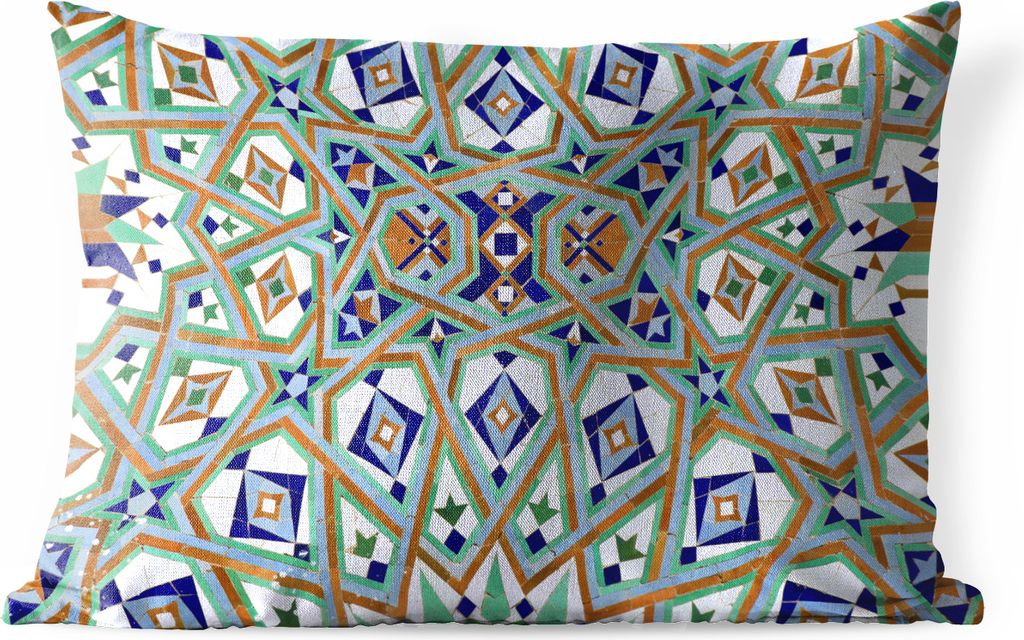 MuchoWow Outdoor Kissen - Eine marokkanische Mosaikwand, bei der die Figuren ineinander verschachtelt sind - 60x40 cm - Wetterfest - Lounge Kisse...
