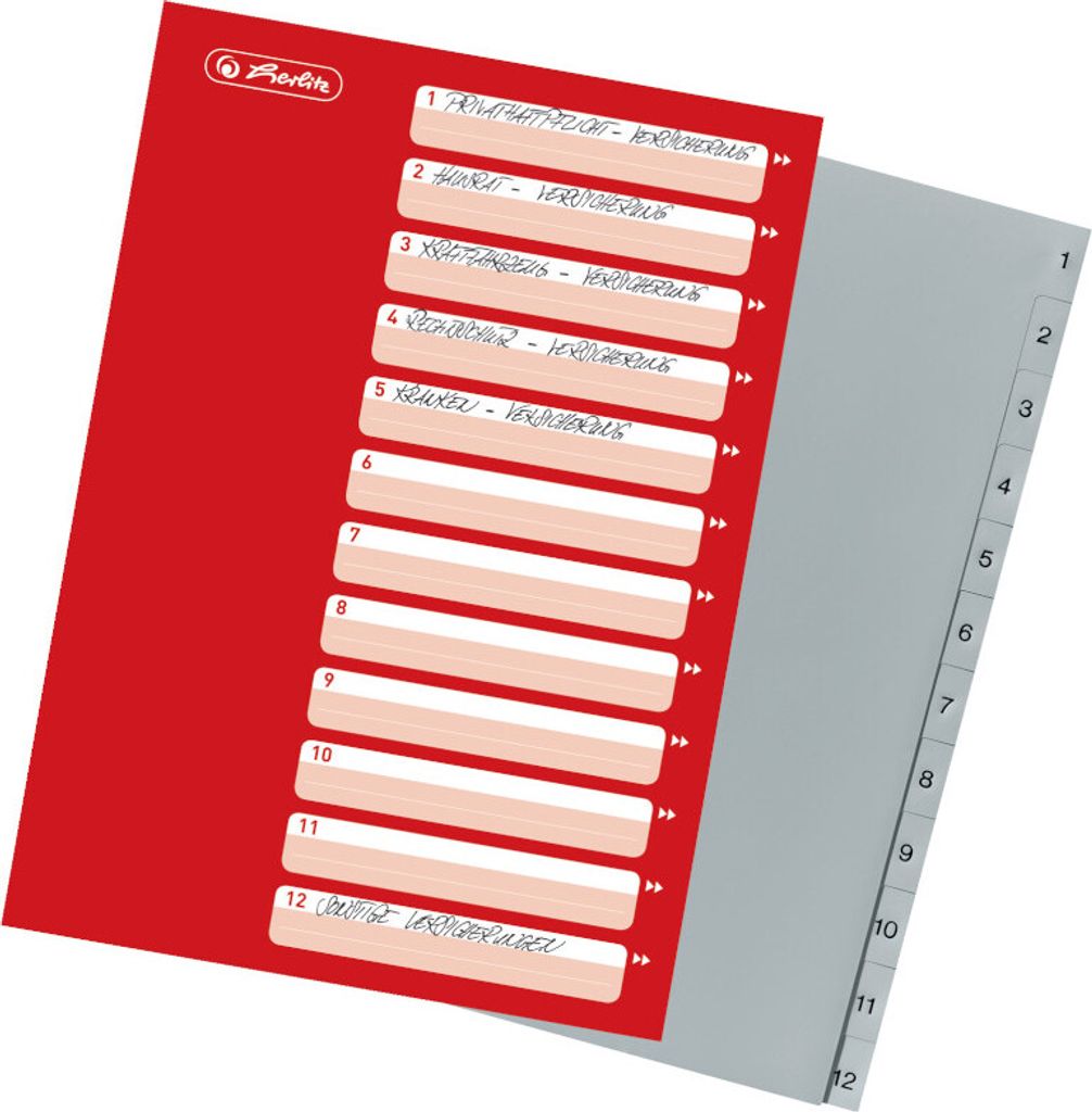 Herlitz Ordner Register / 1-12 / PP / DIN A4 / 12tlg. Produktbild 