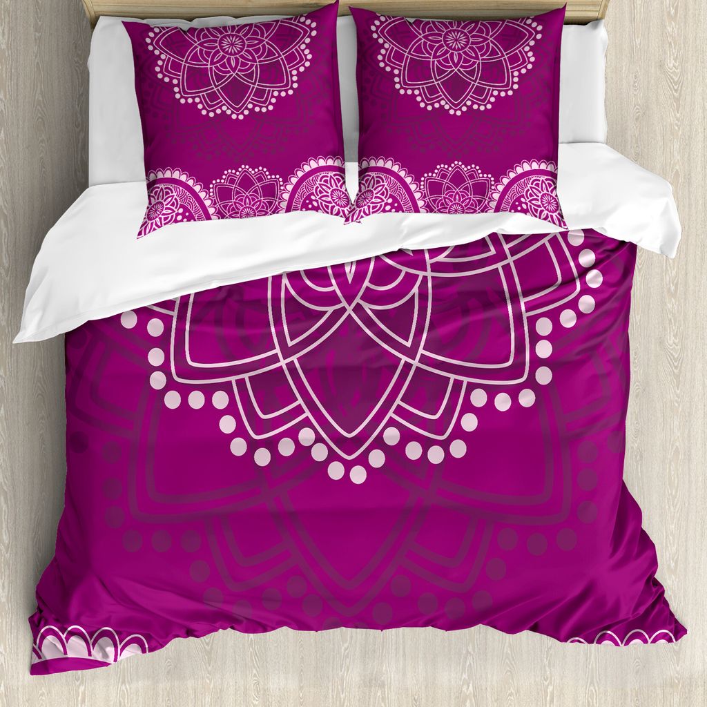 ABAKUHAUS Ethnisch Bettbezug Set für Einzelbetten, blühend Entwurf, Milbensicher Allergiker geeignet mit Kissenbezug, 155 cm x 220 cm - 80 x 80 c...