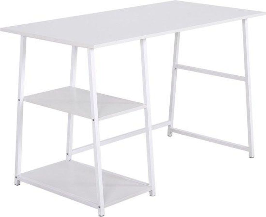 Weißes Eckbüro mit Stauraum, 120x60x76, für Arbeit & Gaming