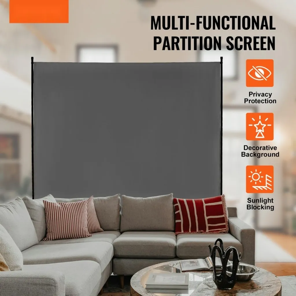 Paravent de Bureau 1,8 m Gris avec Protection Visuelle et Panneau Unique