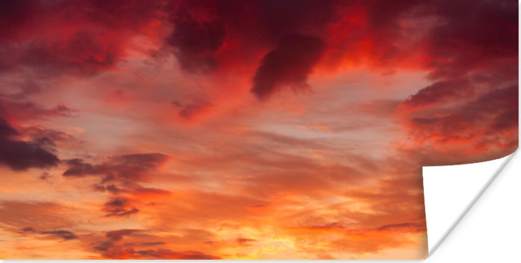 MuchoWow Poster Wolken - Sonne - Rot 120x60 cm - Bild