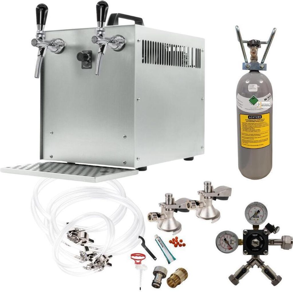 Zapfanlagenkomplettset 2-leitig Bierkoffer 60l/h groß Korbkeg