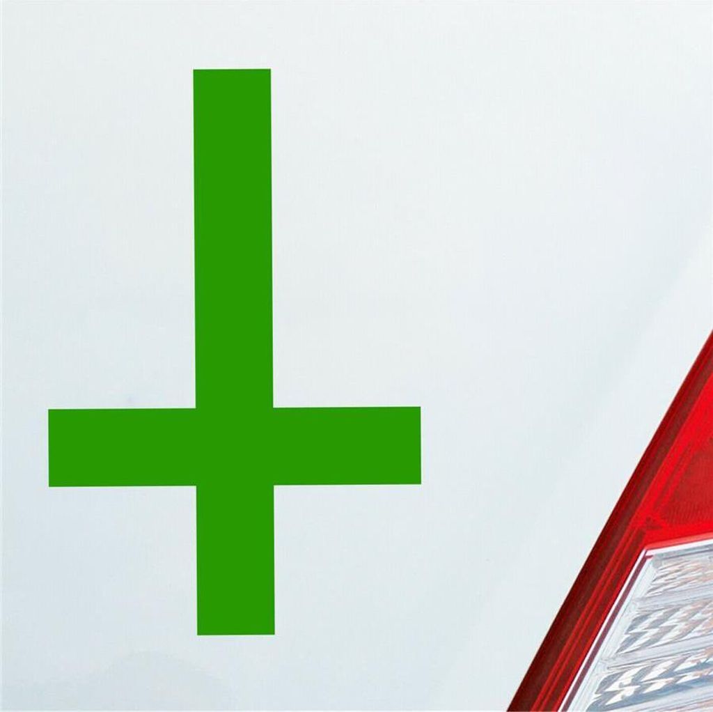 Auto Aufkleber Petruskreuz Petrus Kreuz Satan Zeichen Horror 6x10 cm Hellgrün Sticker Heckscheibenaufkleber