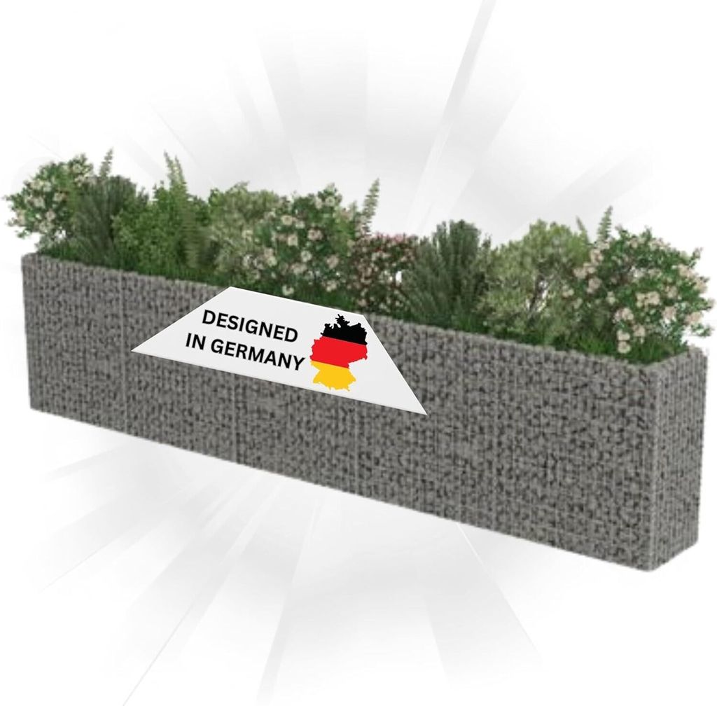 DELUKE Gabionen Hochbeet ROON aus Stahl | 450x50x100cm | Steinkorb Gabionengitter Ziergabione Steingabione Drahtkorb befüllbar