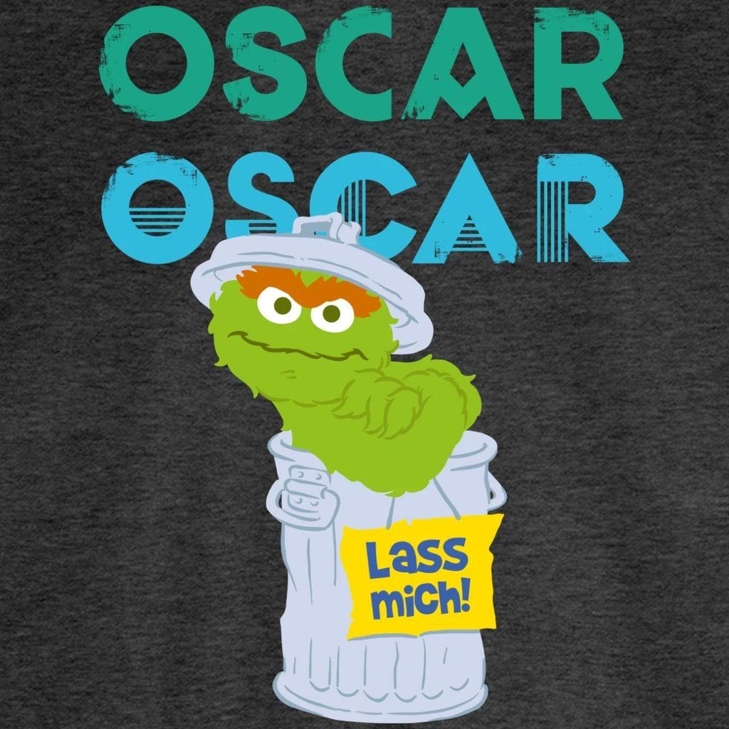 Spreadshirt Sesamstraße Oscar In der Tonne Lass Mich Kinder Premium Langarmshirt, 134/140 (8 Jahre), Anthrazit meliert