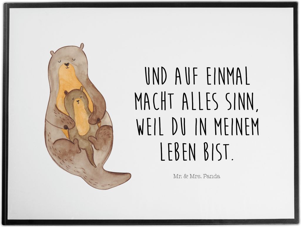 Mr. & Mrs. Panda Schreibunterlage Otter Kind - Weiß - Geschenk, Geburt, Schreibtischauflage, malunterlagen, schreibtischunterlagen, Mama, tischsch...