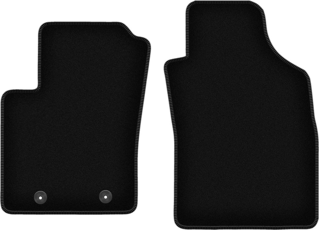Wielganizator Velours-Autoteppiche vorne – passend für Fiat 500 (Cabrio, Fließheck, Bj. 2007-2013) – schwarz, passgenau, mit Befestigungen se...
