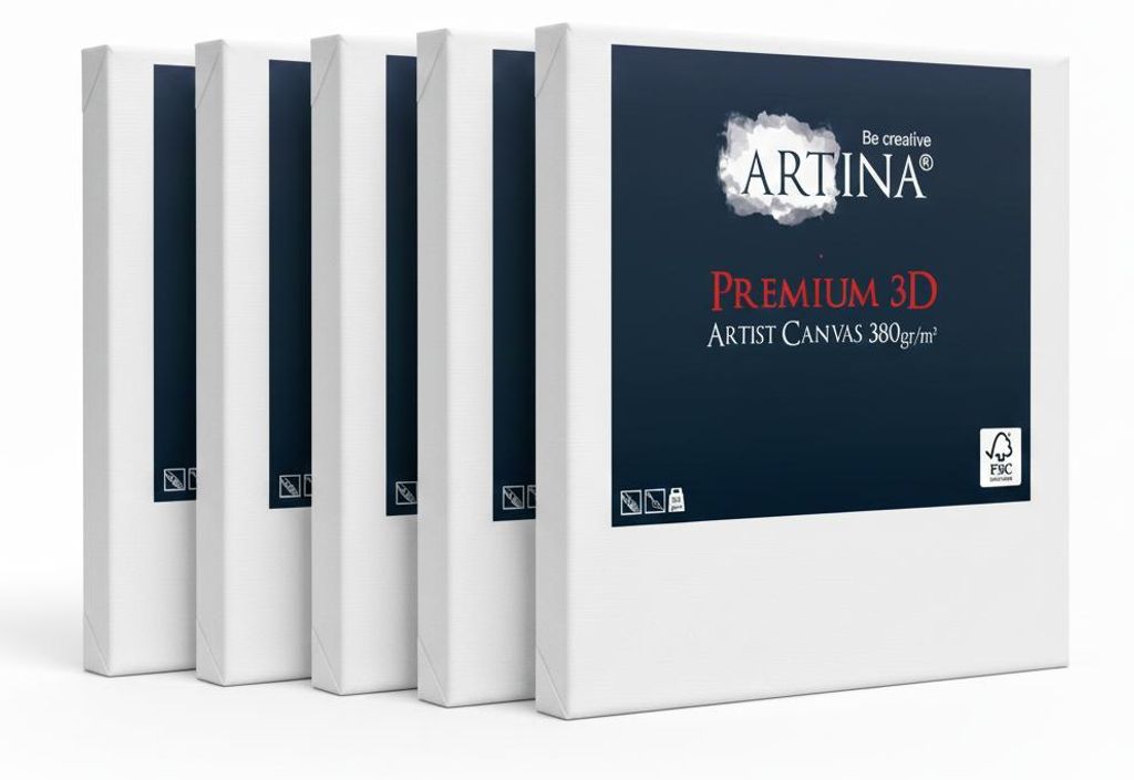 Artina Keilrahmen Leinwand Premium 3D, 20x20cm, 5er Set, 380 g/m²