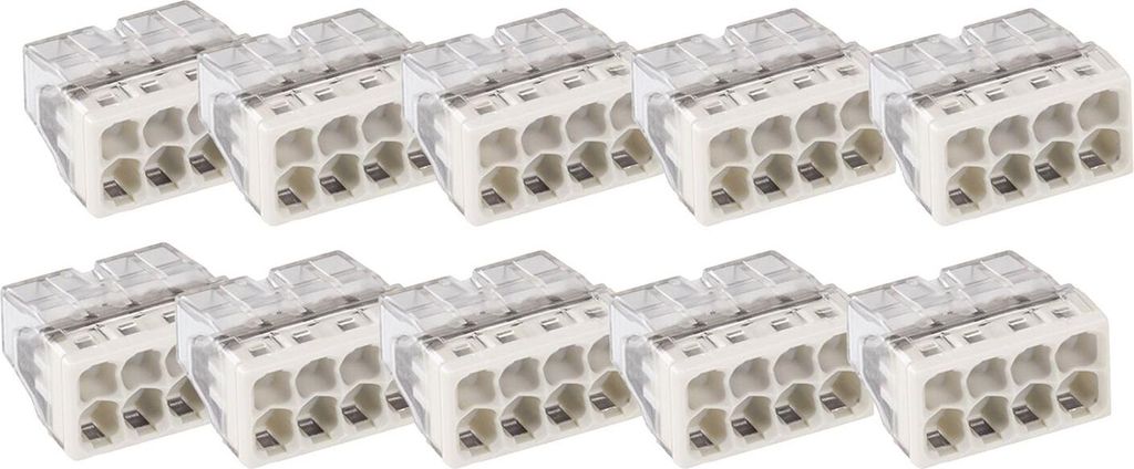WAGO 2273 Klemmen 8 polig zu je 0,5-2,5mm² Verbindungsklemmen aus Kunststoff grau, 10-Stück