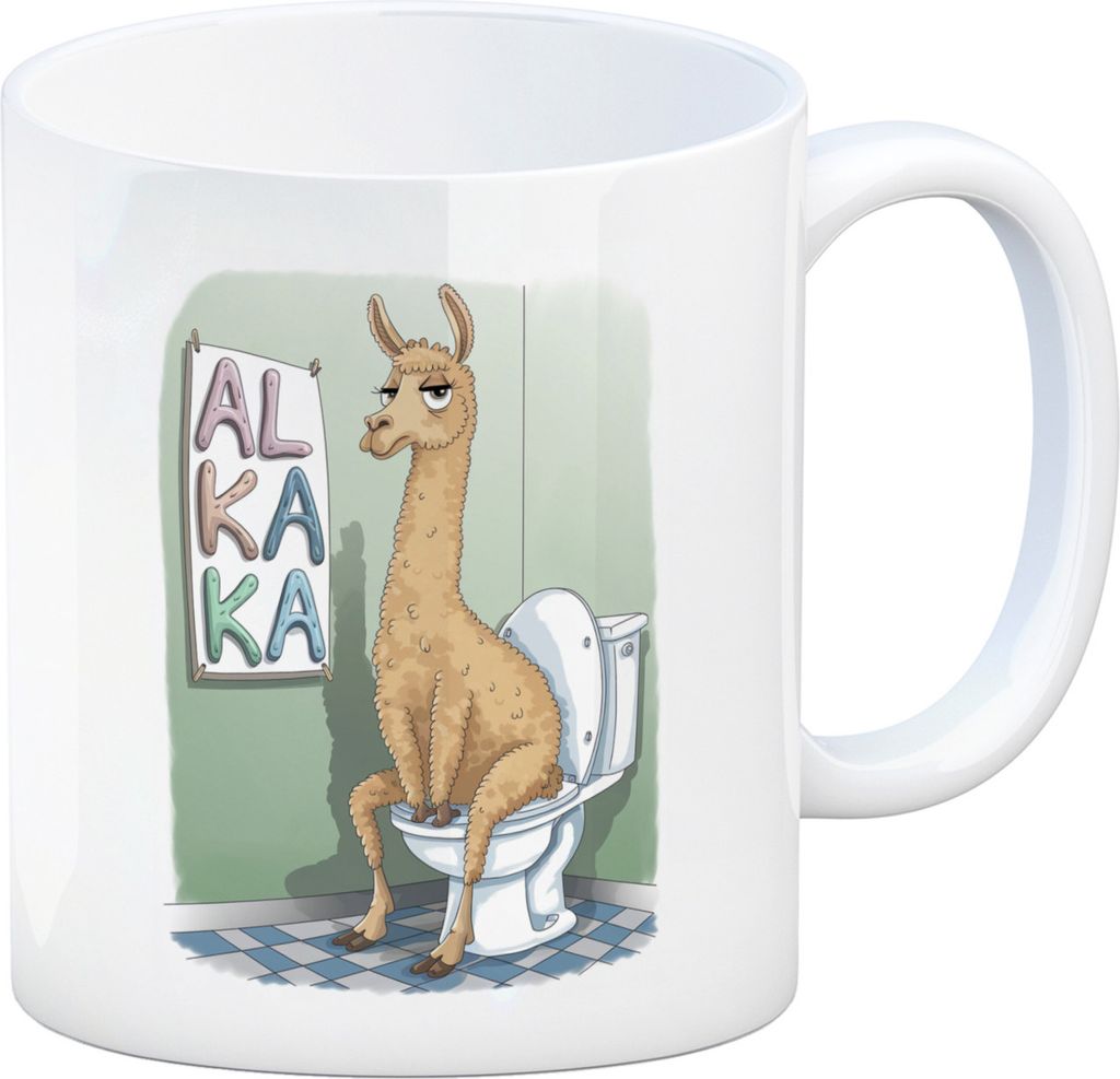 Lama auf Toilette ALKAKA Kaffeebecher