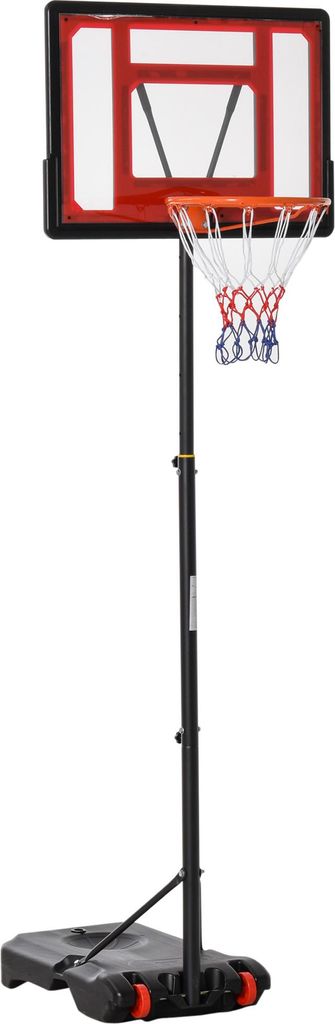 Rollbarer Basketballständer, Verstellbarer Basketballkorb, freistehend, Kunststoff, Stahl, 75L x 83B x 205-261H cm