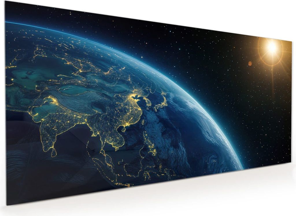 Küchenrückwand Spritzschutz Glas mit Motiv Erde bei Nacht 40 x 40 cm