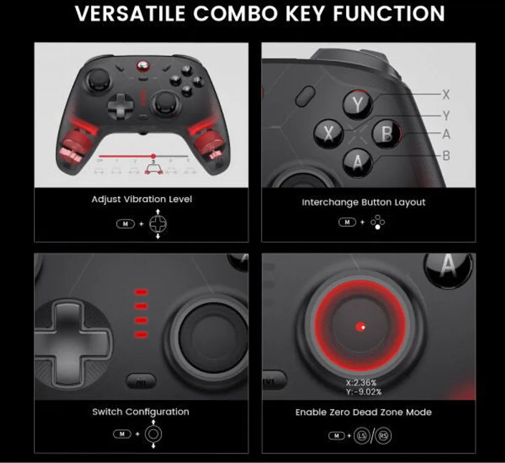 Manette GameSir Cyclone 2 Tri-Mode Noire Idéale pour Compétition Switch PC