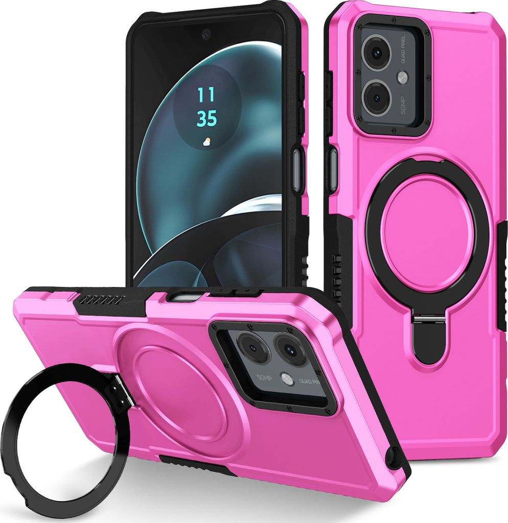 Für Motorola Moto G84 5G Armor Magnet Ring Cover Handy Hülle Tasche Case Pink