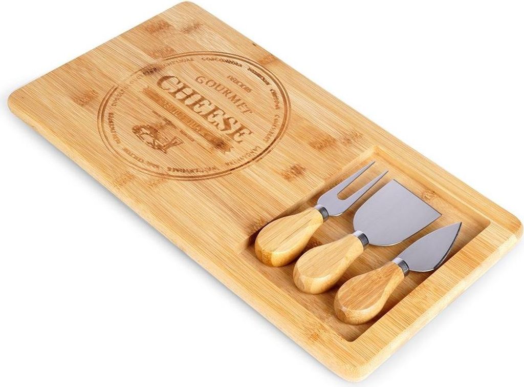 Käsebrett für Käse, Aufschnitt, Snacks, Vorspeisen + Messer-Geschenkset