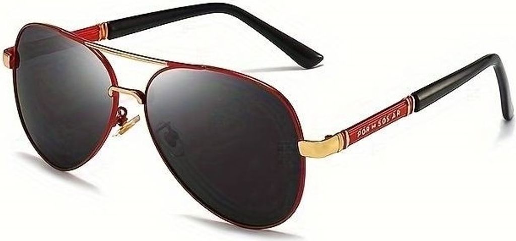 GKA Hochwertige Retro Metall Pilotenbrille Sonnenbrille rot Brille UV400 Fliegerbrille