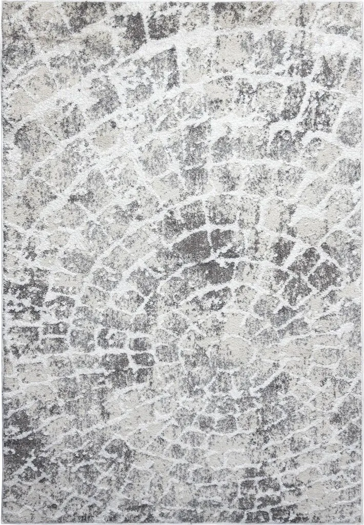 Tapis gris Mazovia 140x200 cm à motif végétal et structure effet bois