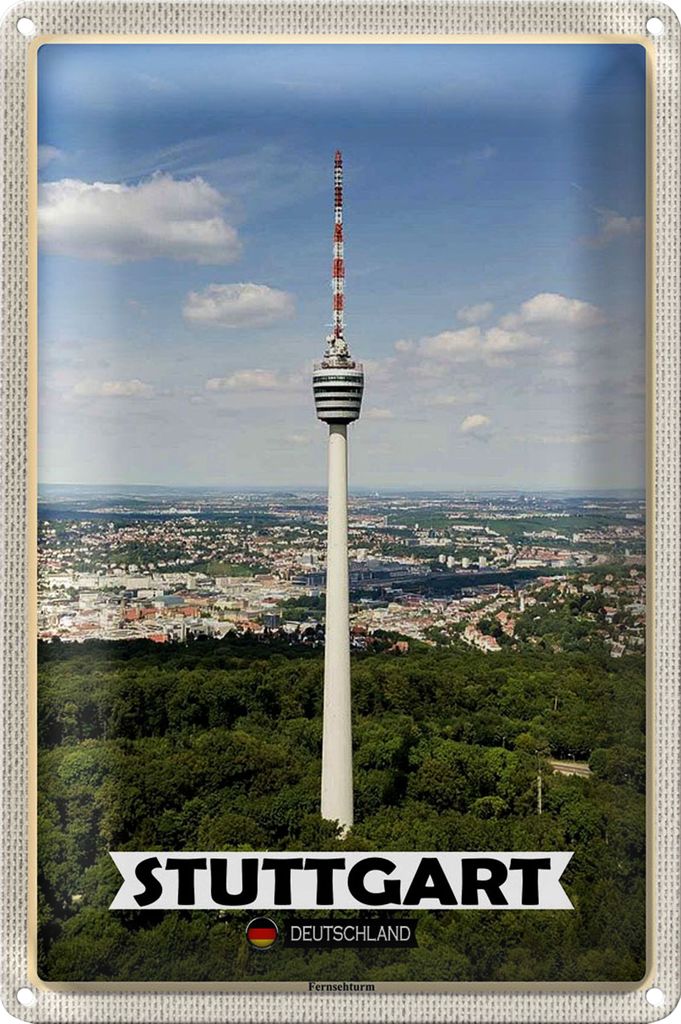 Blechschild Städte Stuttgart Fernsehturm Stadt 40x30cm