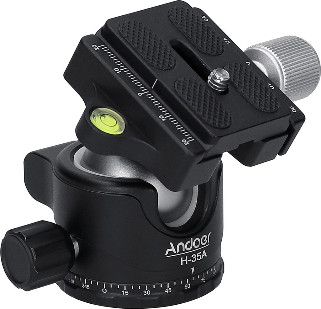 Andoer H-35A Panorama Kugelkopf Stativhalterung Adapter Kugelkopf U-Nut Mittelschwerpunkt Aluminiumlegierung max. Tragfaehigkeit von 15 kg