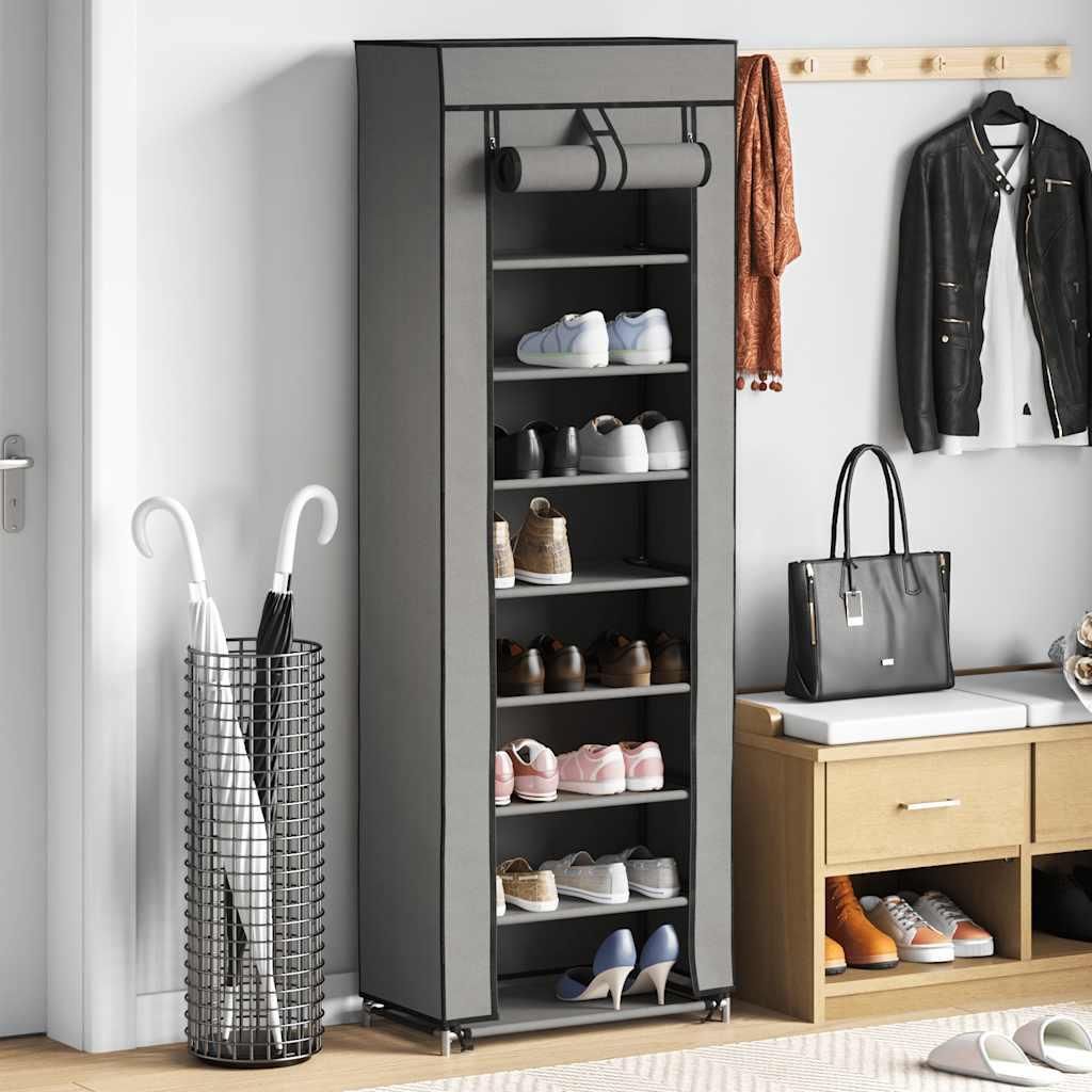 vidaXL Schuhschrank mit Abdeckung Grau 57 x 29 x 162 cm Stoff