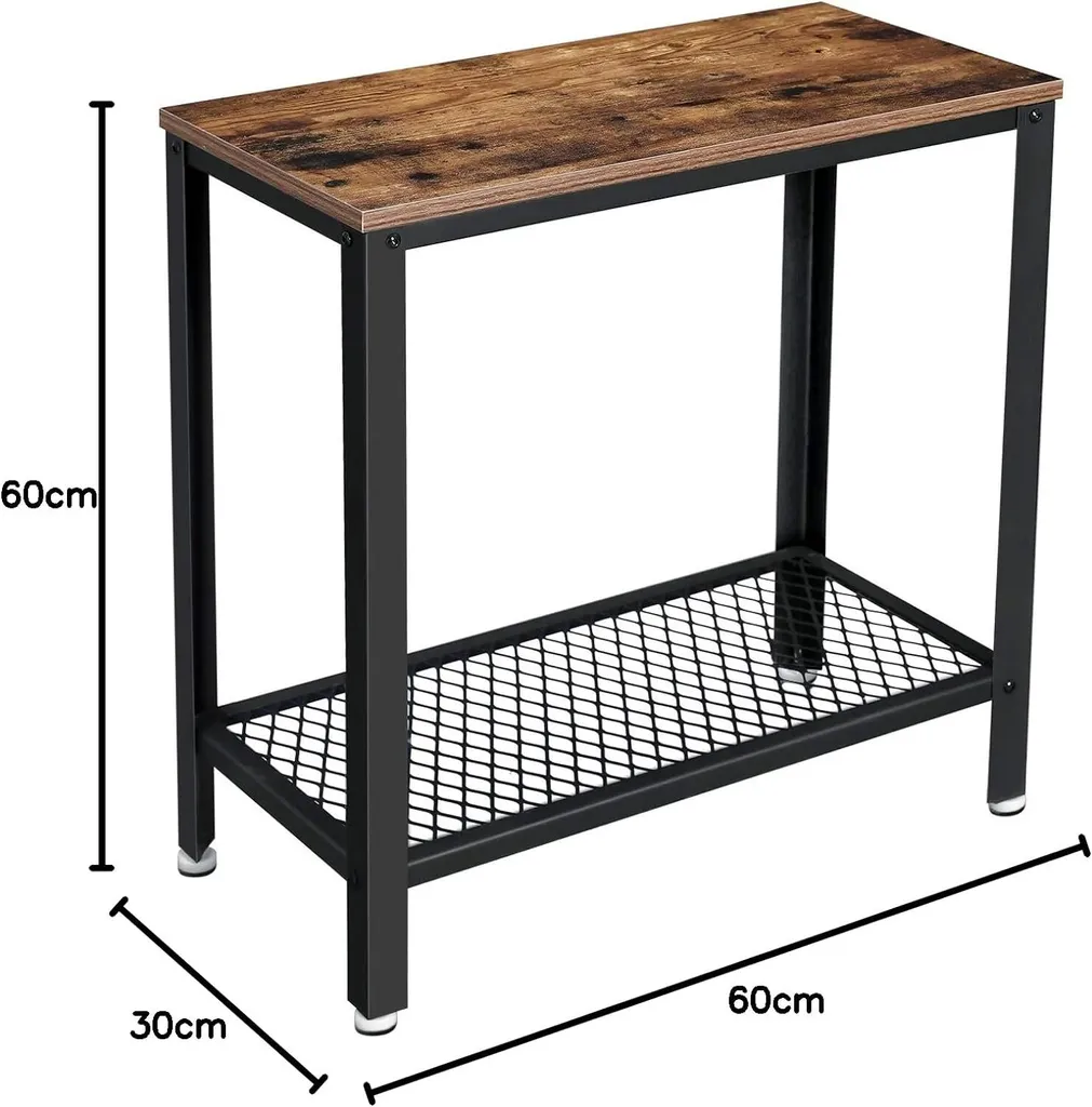 VASAGLE Table d'Appoint Industrielle LET41X avec Étagère en Métal - 2