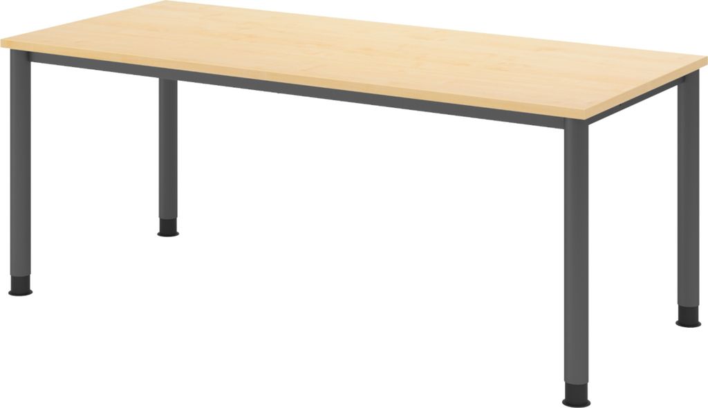 bümö Schreibtisch Serie-H Gestell: Graphit - Nachbildung Ahorn, Größe: 180 x 80 cm