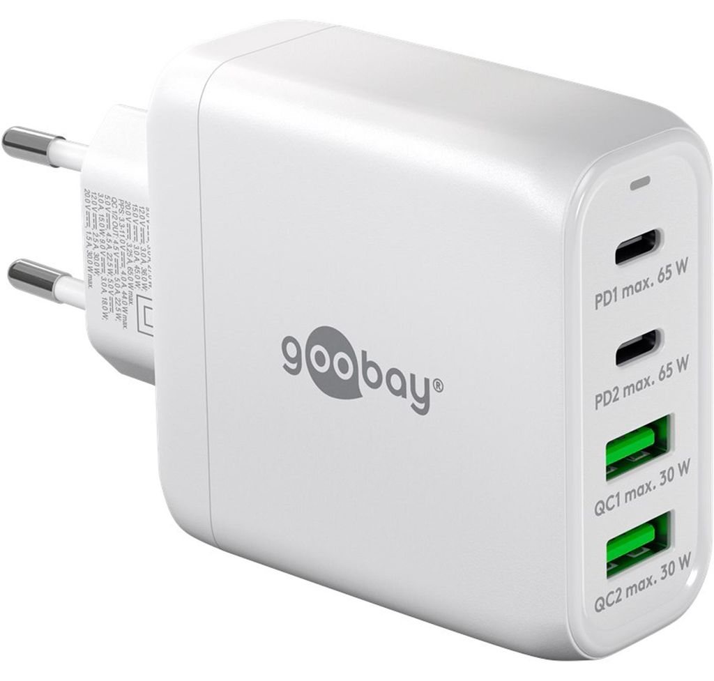 USB-C Multiport-Schnellladegerät, PD, GaN, 68 Watt (weiß, Produktbild 