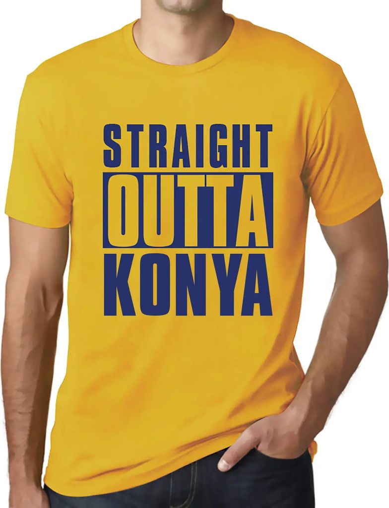 Herren Grafik T-Shirt Straight Outta Konya Öko-Verantwortlich Vintage Jahrgang Kurzarm Lustige Druck Geburtstag Geschenk Mann