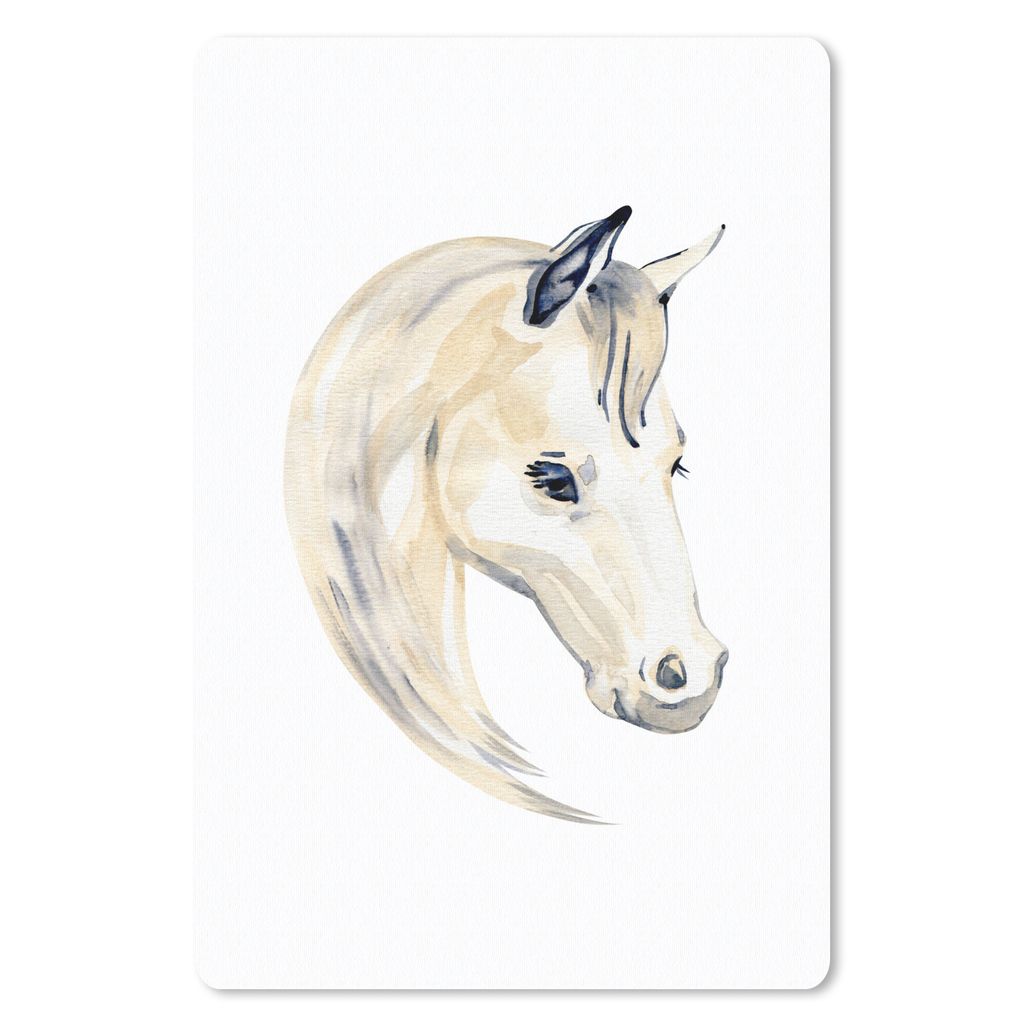 MuchoWow Mauspad Mousepad Pferd - Aquarell - Weiß - Mädchen - Kinder - Mädchen 18x27 cm - Mousepads - Maus Mat - Pad - Mausunterlage