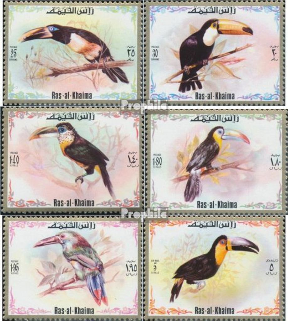 Briefmarken Ras al Chaima 1972 Mi 920A-925A (kompl.Ausg.) postfrisch Tukane