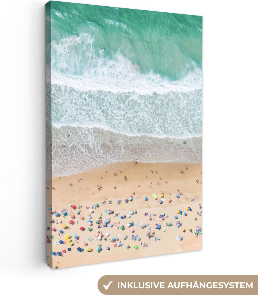 OneMillionCanvasses - Leinwandbilder - 90x140 cm, Meer - Strand - Sonnenschirme - Wasser - Sommer, Wandbilder Kunstdruck Wanddekoration - Foto au...
