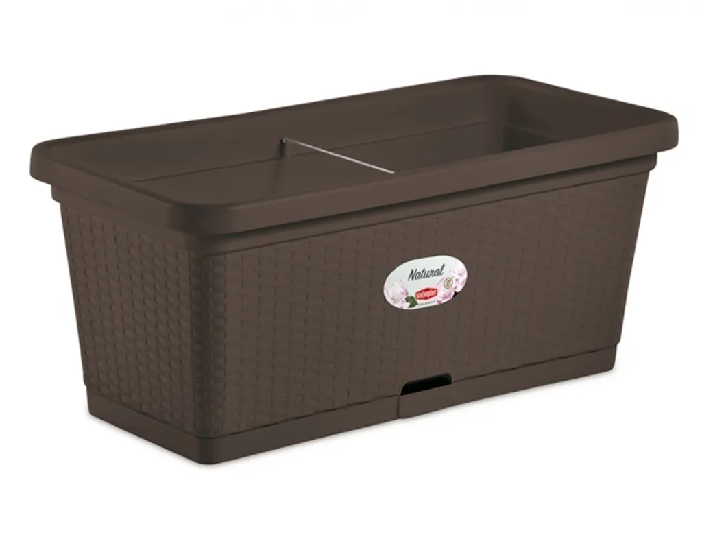 Coffre de jardin Nohel NATUREL auto-arrosant en plastique 80x40x34cm
