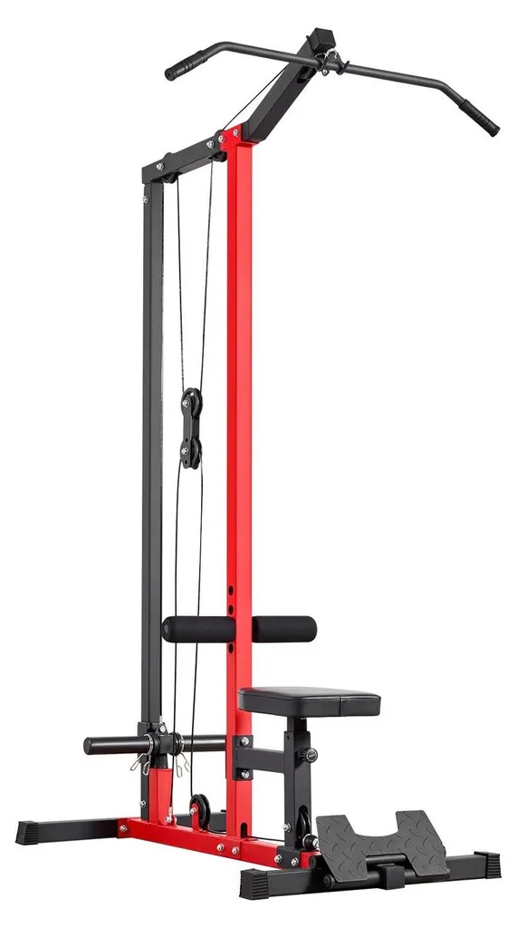 Machine à tirage latéral et câbles 2-en-1 home gym noir et rouge 227 kg