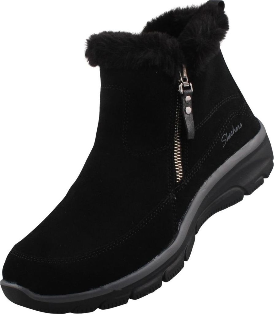 Skechers Relaxed Fit: Easy Going - Cool Zip! Enkellaarsjes Plat - Zwart - Maat 36