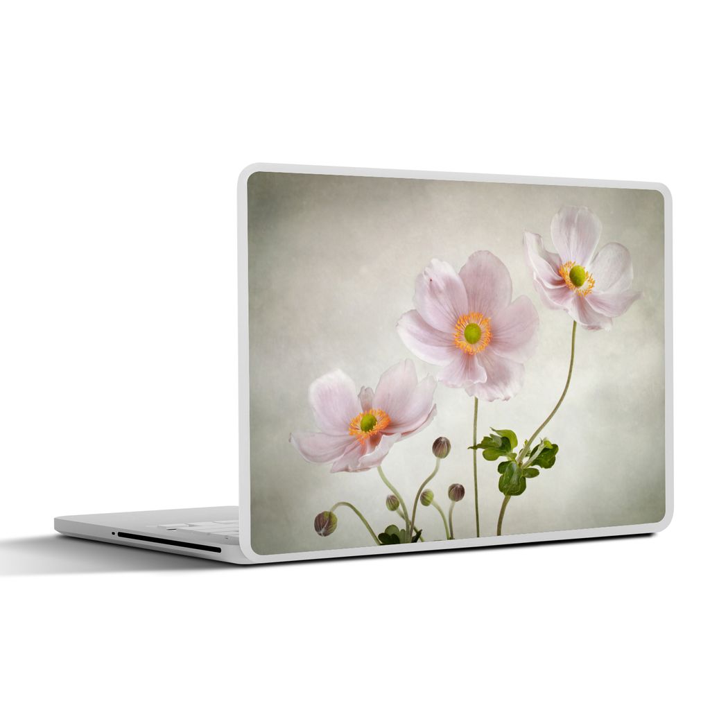 MuchoWow Laptop Aufkleber Sticker Cover Blumen - Stillleben - Ölfarbe - Mohn - Rosa 32.5x23.5 cm - Sticker für Laptop - Selbstklebend