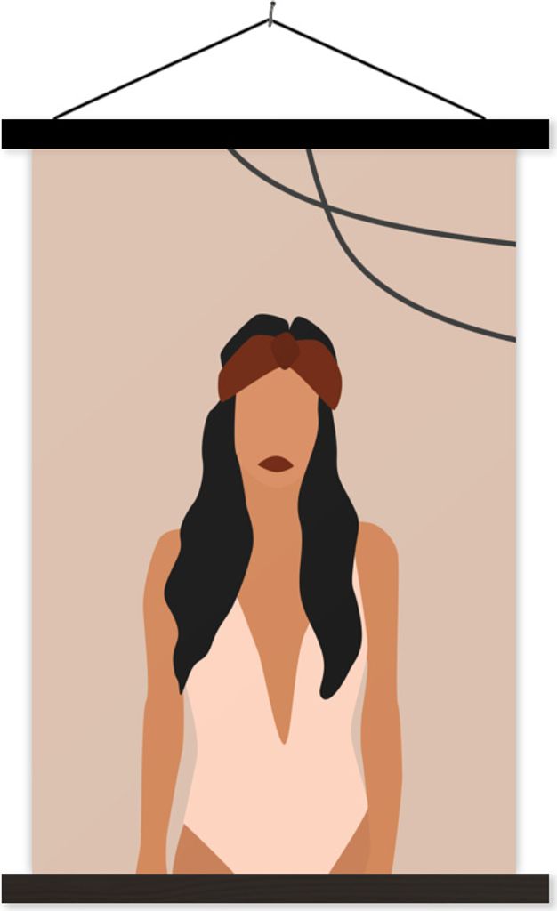 MuchoWow Textilposter Sommer - Frauen - Badeanzug 60x90 cm mit schwarzem Rahmen - Poster Wohnzimmer