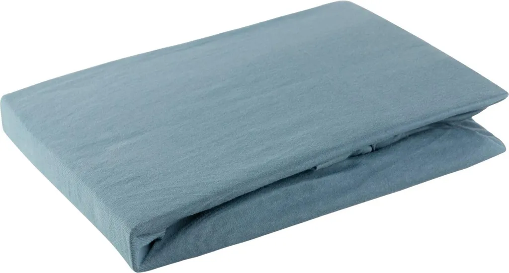 Drap housse en jersey bleu 220x200 bonnet 30cm pur coton 125g m2