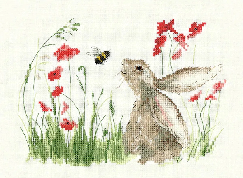 Point de Croix Heritage Bee Lovely pour Tableau Fait Main Aida 21x14cm