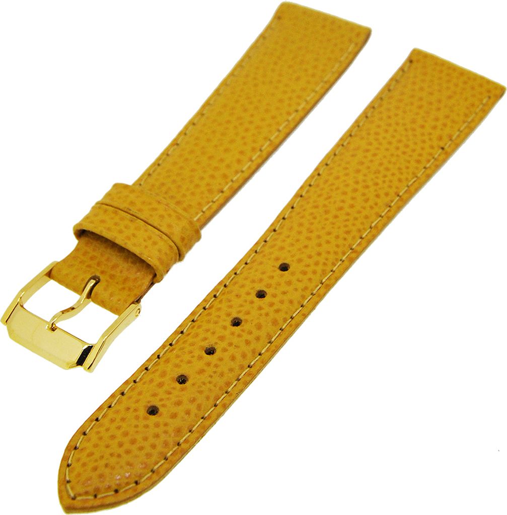 Uhrenarmband Lederband Gelb Ton in Ton 20mm Dornschließe Gold