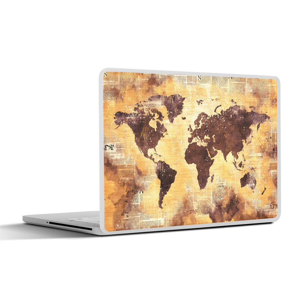 MuchoWow Laptop Aufkleber Sticker Cover Weltkarte - Glitter - Gold 25x18 cm - Laptop-Deko